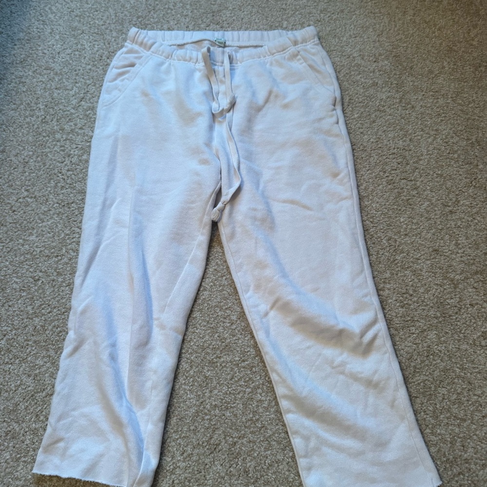 aerie white Fleece Jogger Pants